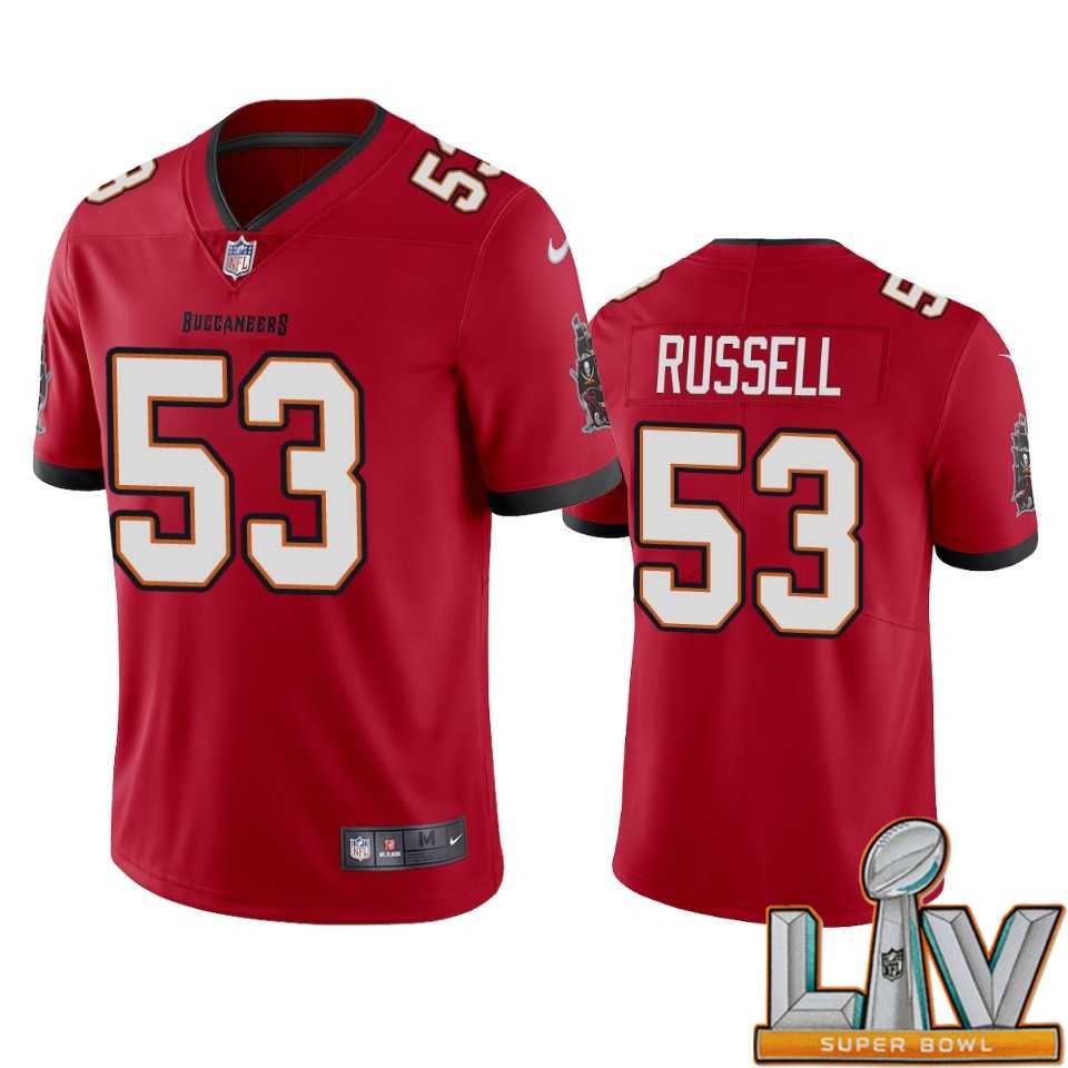 Super Bowl LV 2021 Tampa Bay Buccaneers Men Nike NFL 53 Chapelle Russell Red Vapor Untouchable Limited Jersey